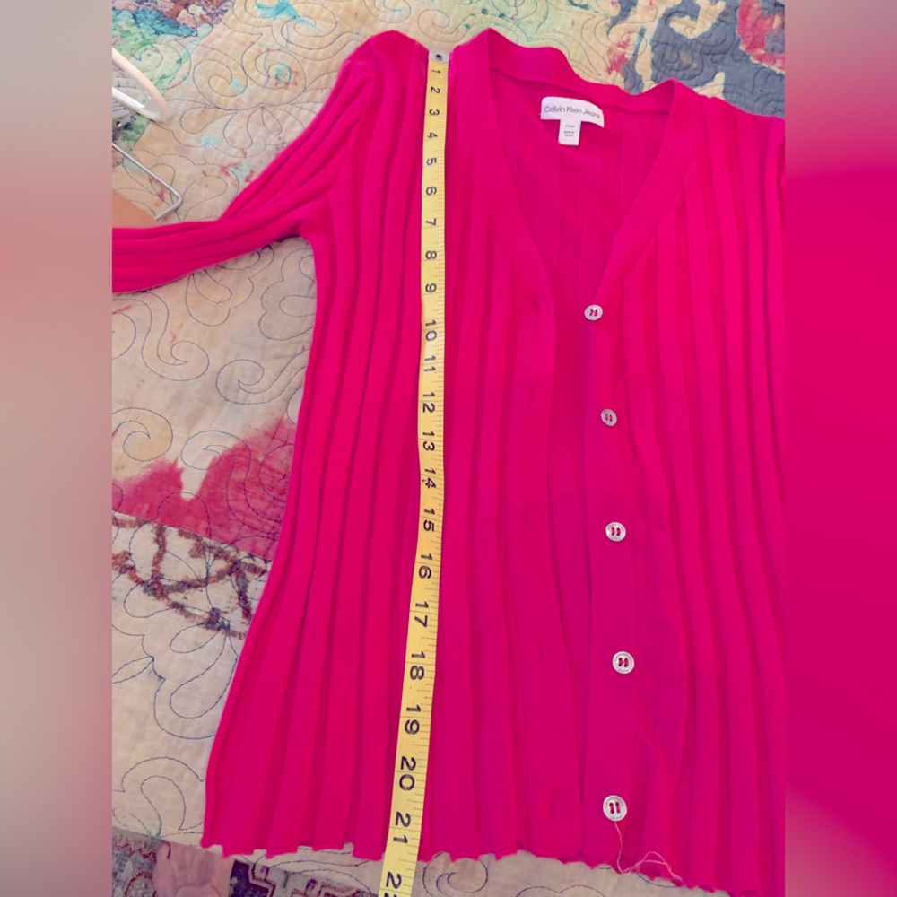 ❤️CALVIN KLEIN HOT PINK BUTTON DOWN CARDIGAN❤️EXCELLENT CONDITION! - Picture 5 of 10